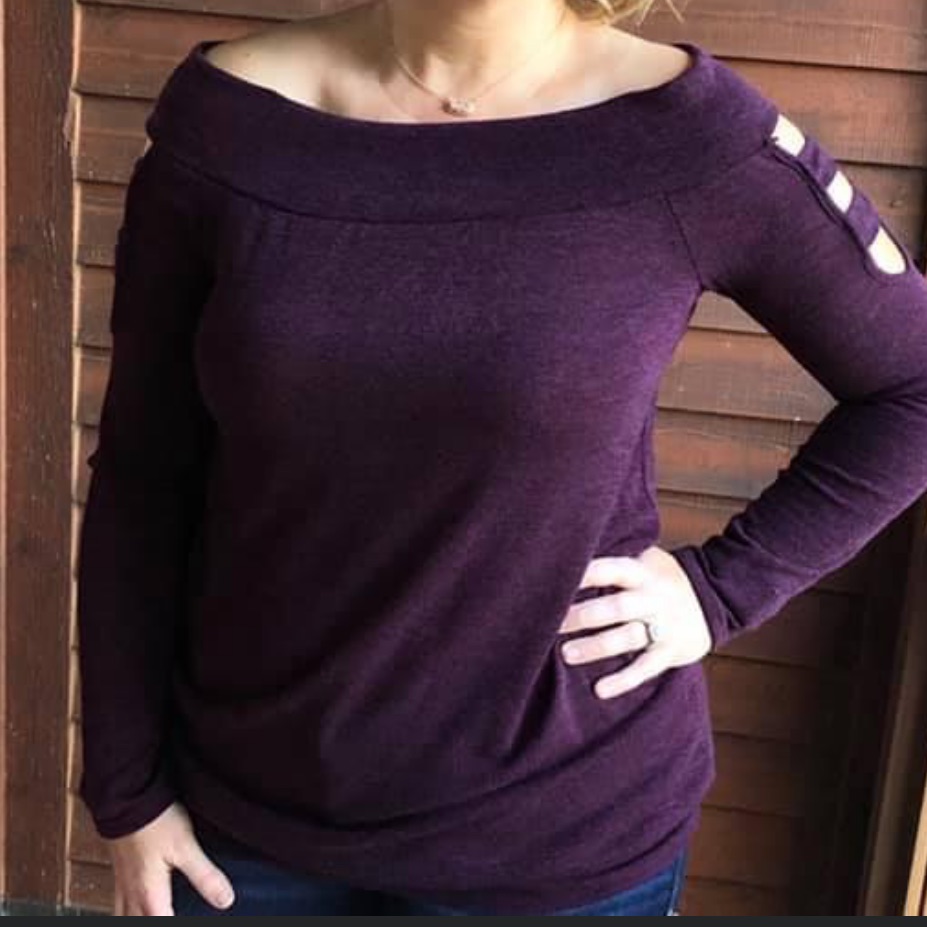 First Love- Long Sleeves, Open/Ladder Sleeve, Boat Neck Top